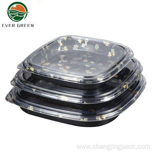 Disposable Black Plastic Snack Tray Food Serving Party